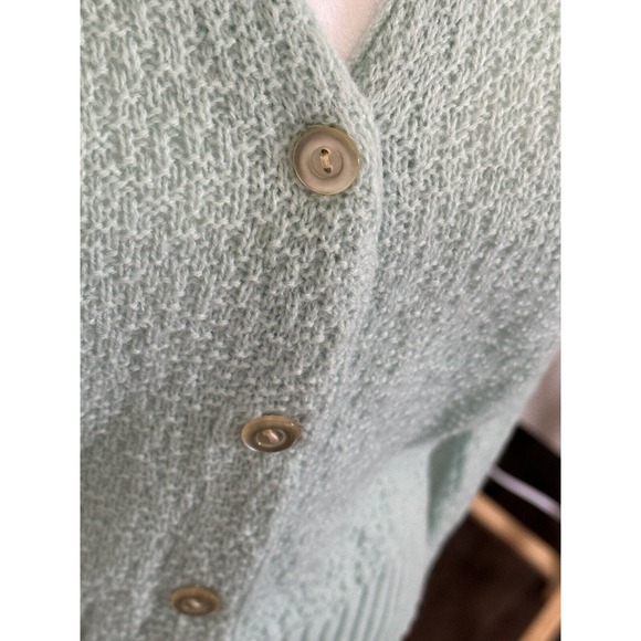 Vintage Mint Green Button Up Cardigan V Neck Fortune Knits Unsized - Picture 3 of 6